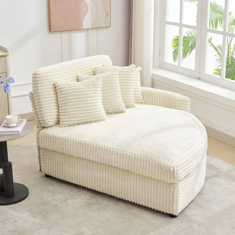 Oversized Fan-shaped Corduroy Couch, 2-piece Sectional Sofa with 4 & 8 Throw Pillows