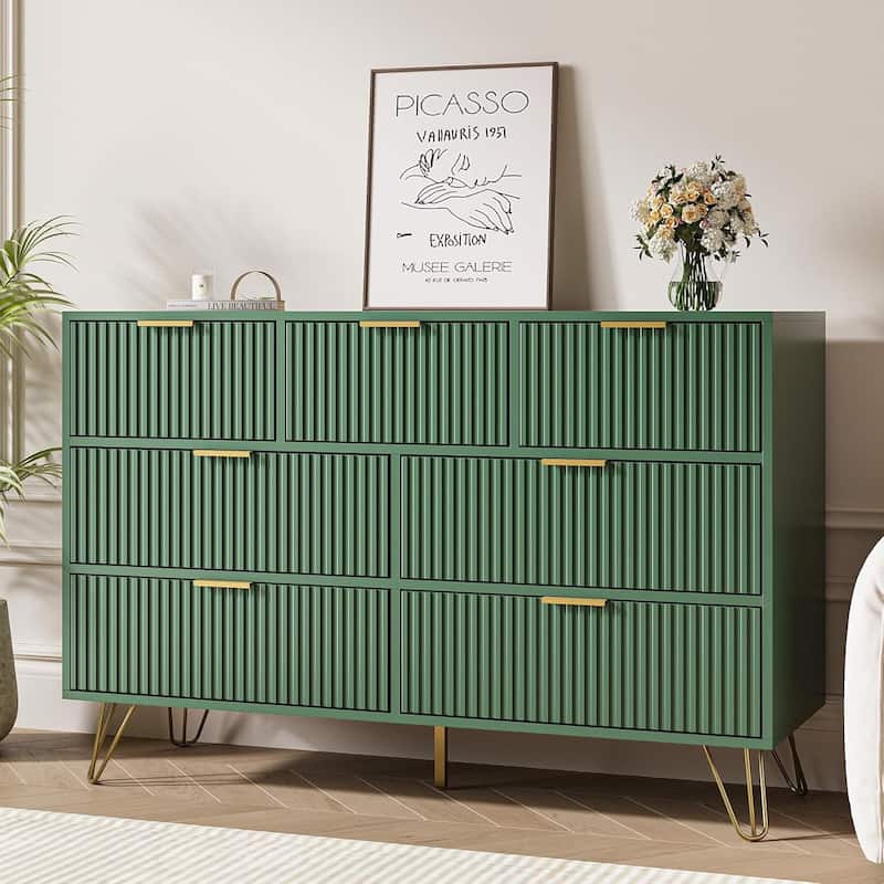 FURNIWAY Fluted Drawer Dresser for Bedroom