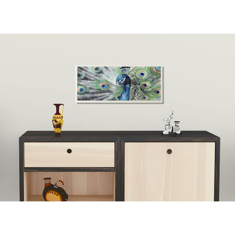 Stupell Elegant Feathers Painted Peacock Canvas Wall Art Design By Katherine Klimitas