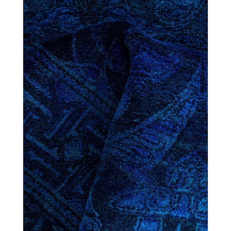 Fine Vibrance One-of-a-Kind Hand-Knotted Runner Rug - Blue, 2' 7" x 11' 8" - 2' 7" x 11' 8"