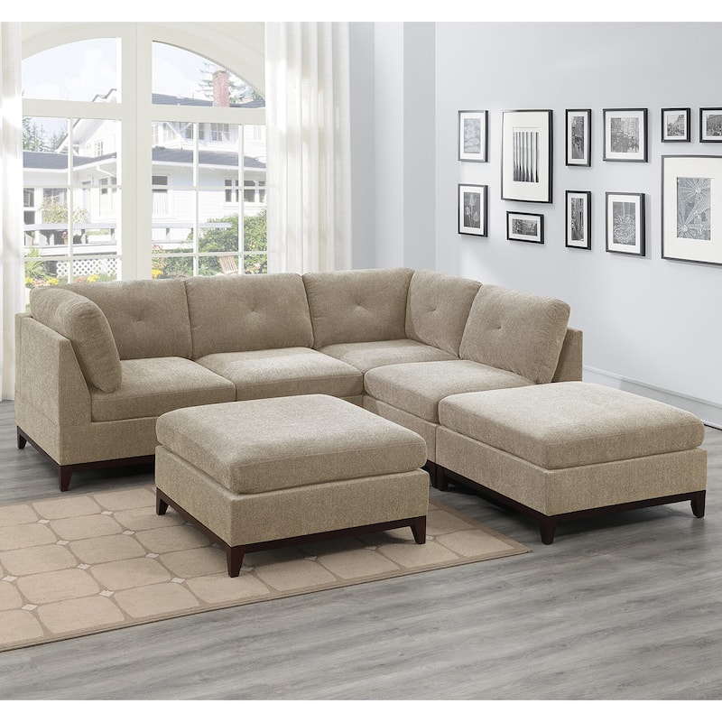 6 Piece Chenille Modular Setional