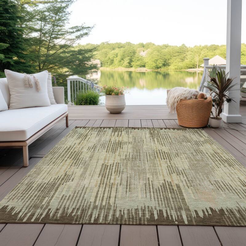 Machine Washable Indoor/ Outdoor Chantille Abstract Ombre Rug - Brown - 5' x 7'6"