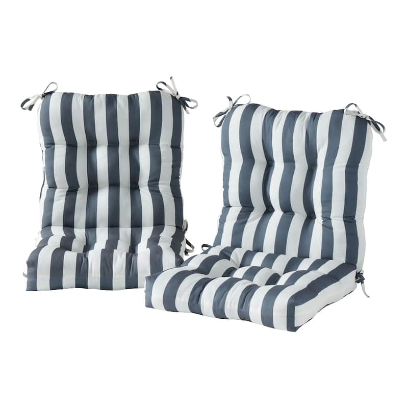 Outdoor 21 x 42-inch Seat/Back Chair Cushion (Set of 2) (Cushions Only) - Canopy Stripe Gray