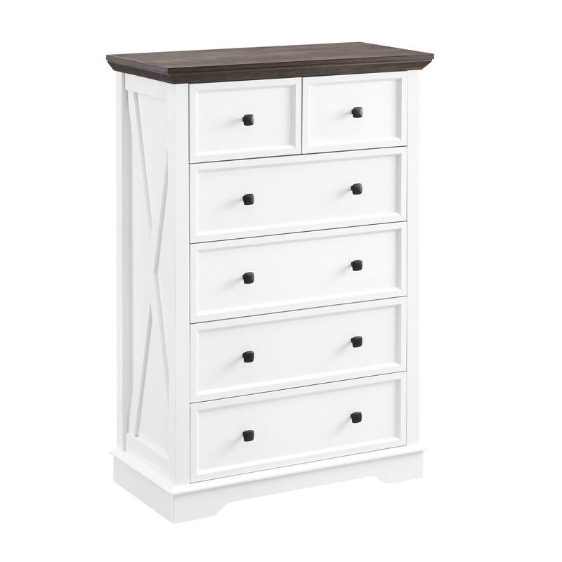 Rustic 6-Drawer Tall Dresser with Anti-Tipping & Easy Assembly for Bedroom Storage