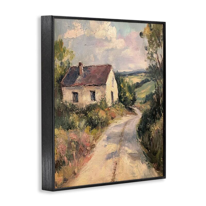 Stupell Scenic Cottage Road Framed Giclee Art Design By Petal Prints Design