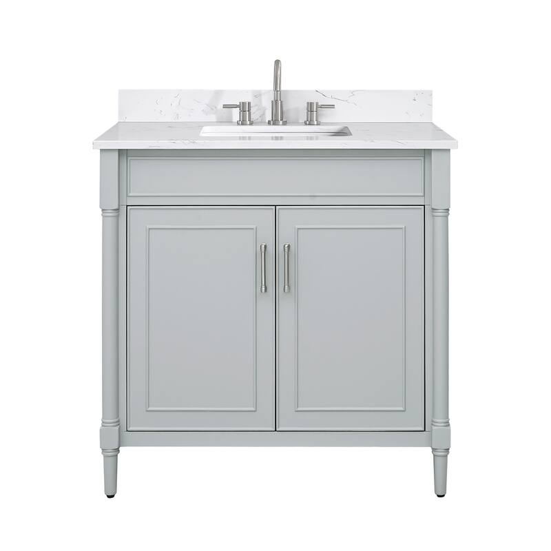 Avanity Bristol 37 in. Bath Vanity in Light Gray finish and Cala White Engineered Top