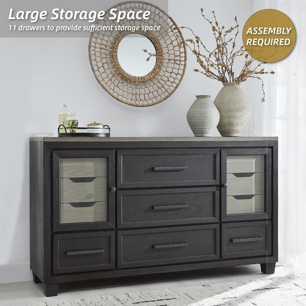 black brown dresser Rattan, Wood & Metal 3-Drawer Dressers Black (Set of 2) main image 0