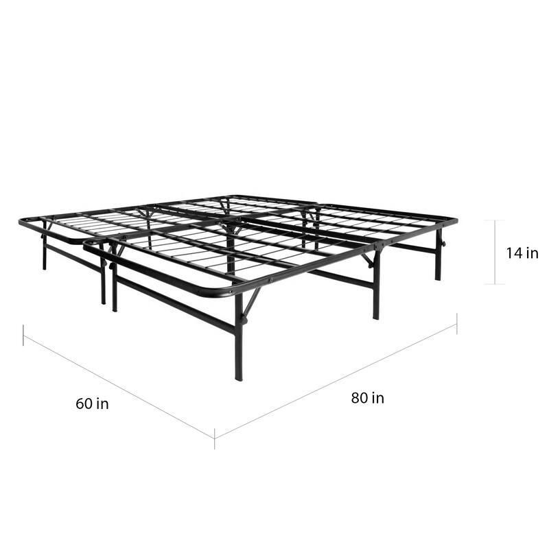 Foldable Metal Platform Bed Frame and Mattress Foundation Queen by Lucid Comfort Collection