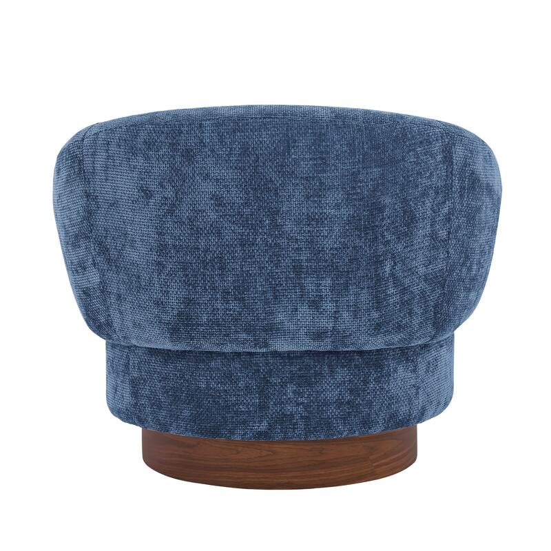 Set of 2 Chenille Upholstered Swivel Barrel Accent Chair with Solid Wood Base for Living Room