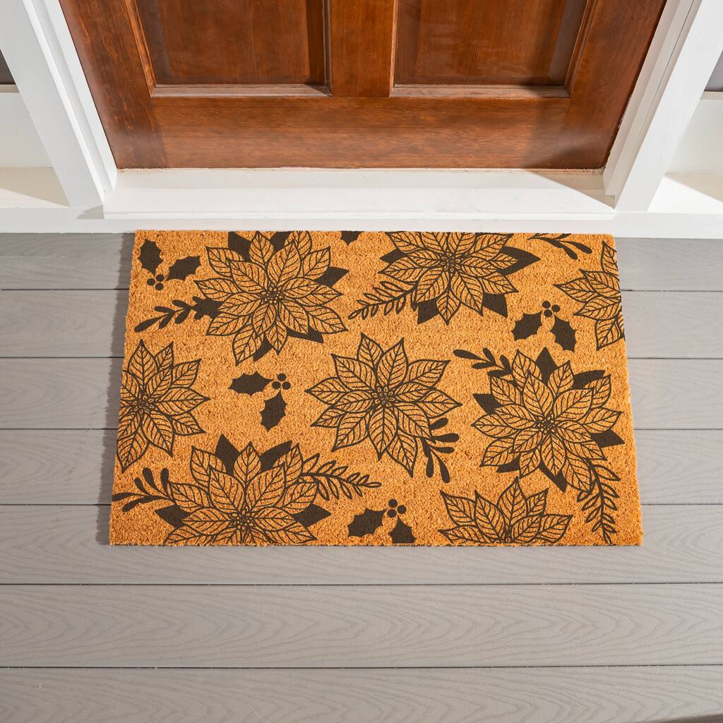 Holiday Coir Door Mat Flower & Stripes Coir Door Mat - 36" x 24"