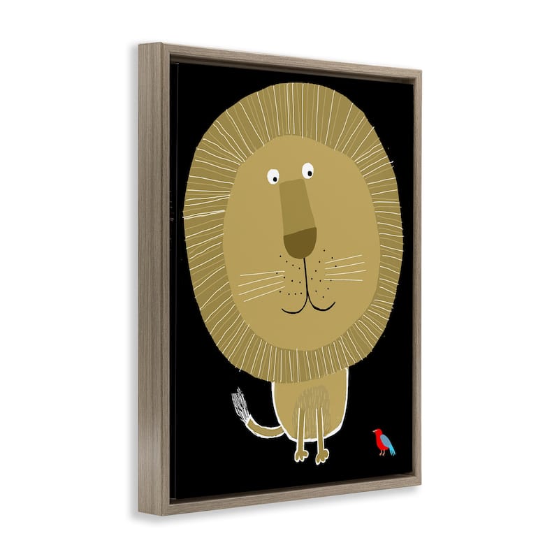 Stupell Lion and Bird Friends Framed Floater Canvas Wall Art Design By Carla Daly