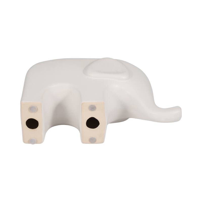 Sagebrook Home Stoneware Ceramic Elephant Figurine - Modern Minimalist Decorative Sculpture for Home and Office Decor