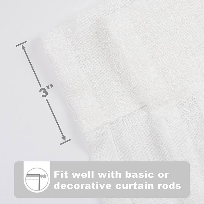 DriftAway Solid Color Faux Linen Slub Sheer Voile Tie Up