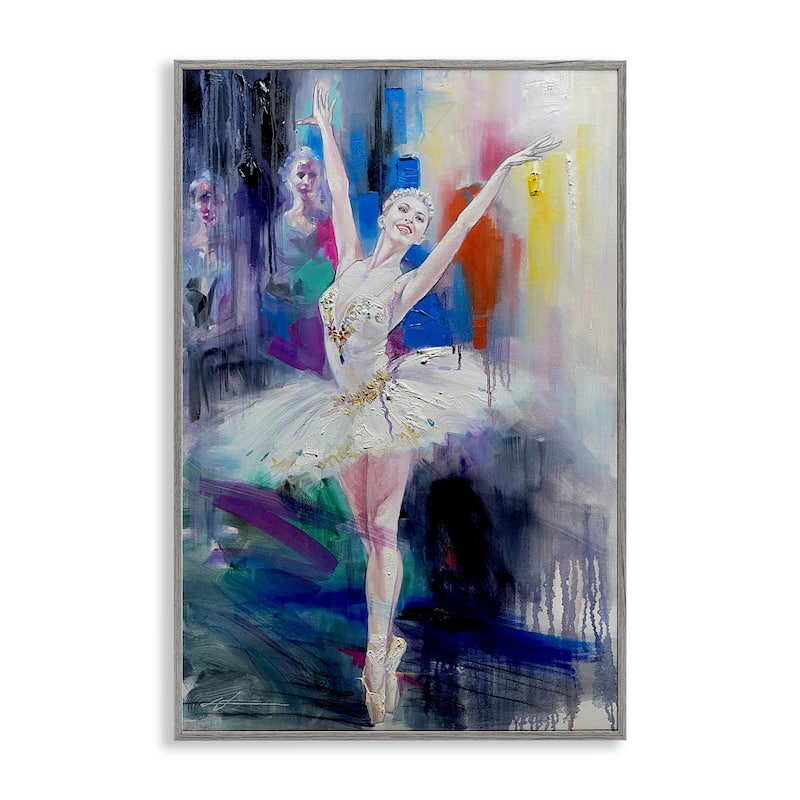 Stupell Bold Ballerina Abstraction Framed Giclee Art Design By Lucille Lee - 16 x 24 - Grey