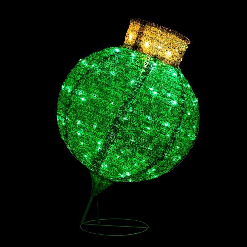 38" LED Twinkling Green Tinsel Onion Ornament Christmas Decoration