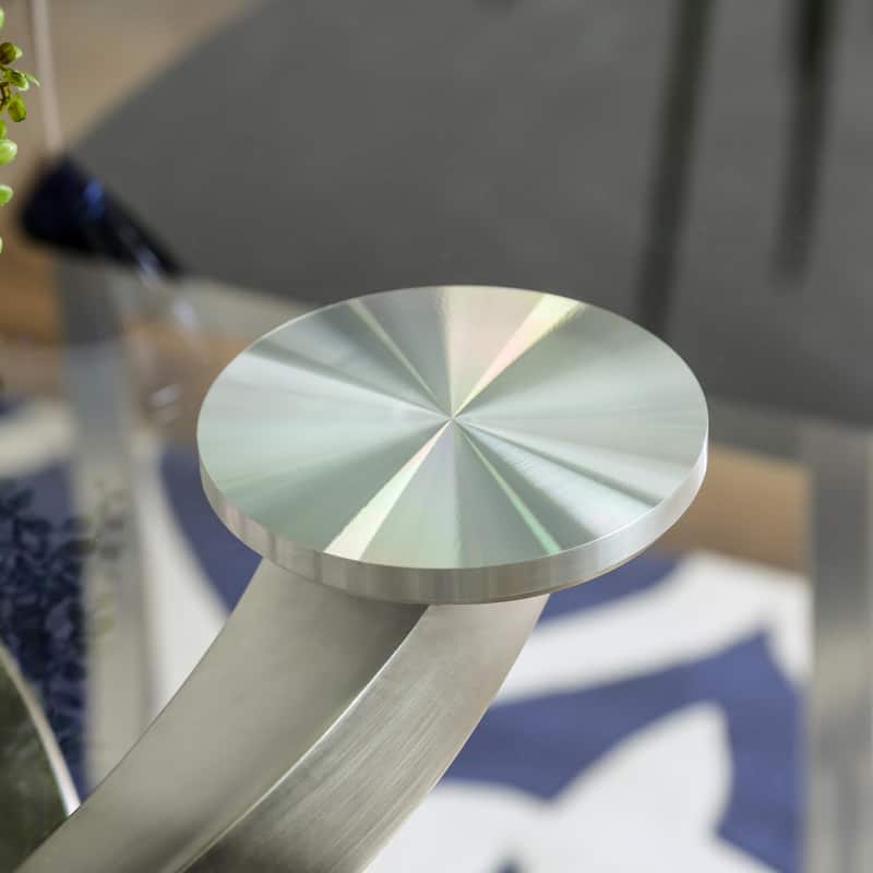 Furniture of America Caia Contemporary Glossy Silver 48-in Dining Table