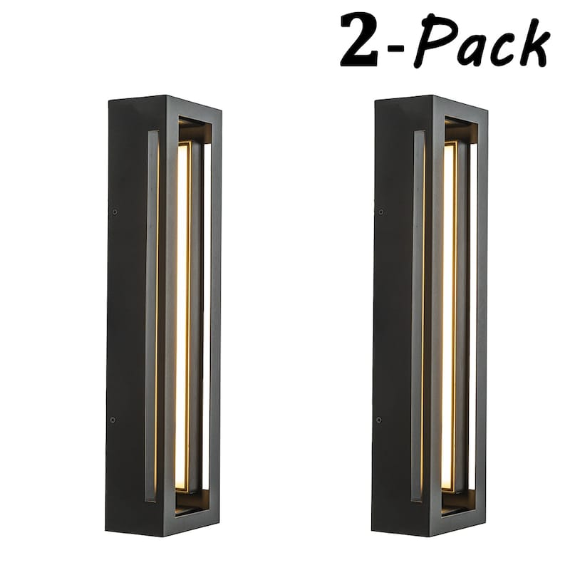 Modern Outdoor Wall Light with Dusk to Dawn Sensor Linear Matte Black Wall Sconce with Acrylic Shade for Entryway(2 Pack) - W5''