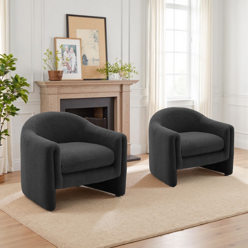 2 Set Modern Upholstered Barrel Accent Chair