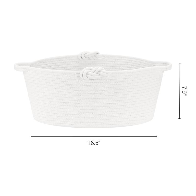1 Pack Woven Storage Basket Bin with Handle for Blankets, Clothes, Shoes, Organizer Bin for Living Room Home Decor Shelf Closet