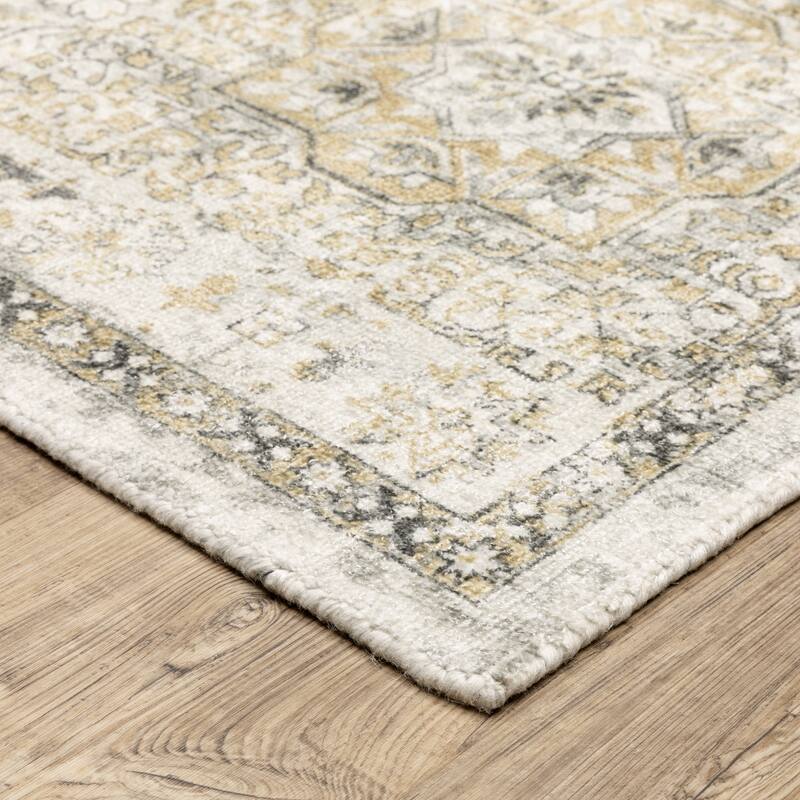 Style Haven Willett Oriental Grey/ Gold Area Rug - 6' x 9' - Rectangle