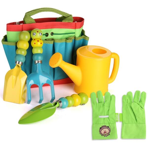 Shop Image Green Kids Garden Tools Set 6 Pcs Garden Tools Including Watering Can Shovel Rake Fork Children Gardening Glov M Overstock 31117711