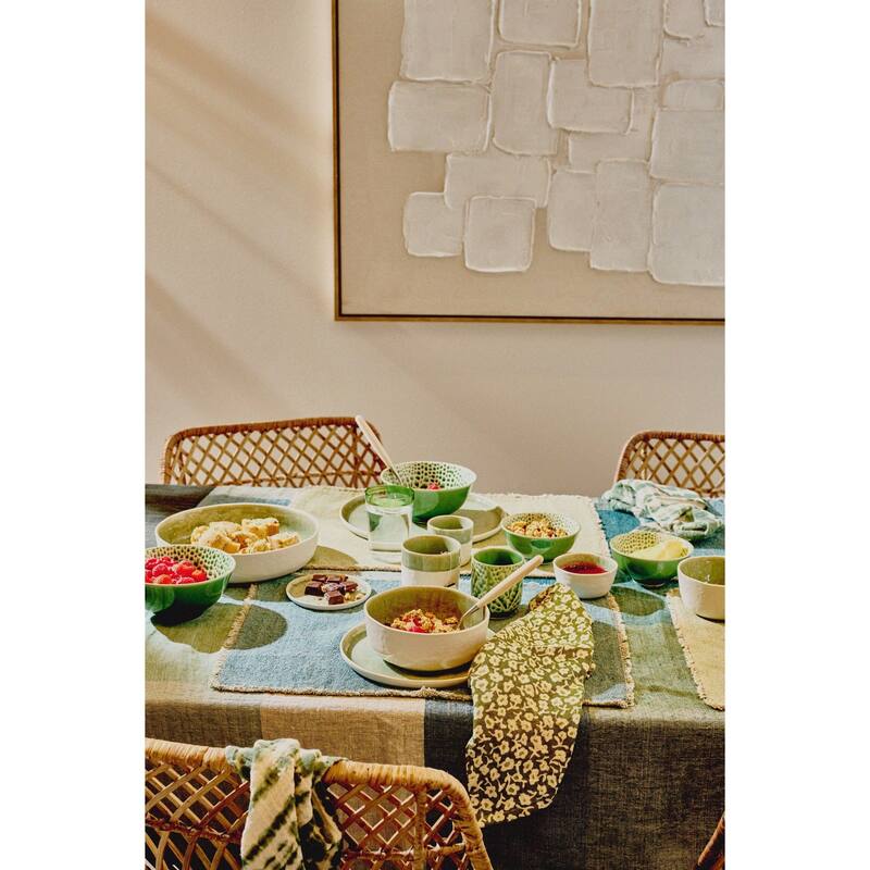 Handwoven Rectangular Placemat - 19.5" - Aqua Blue