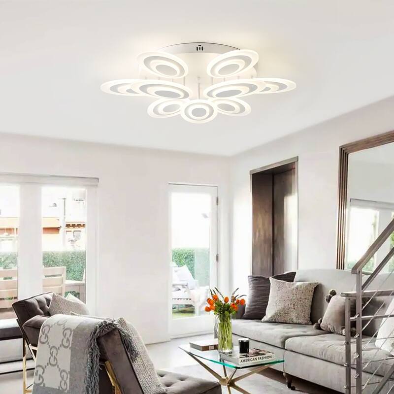 Matte White Flower Shape Acrylic Semi Flush Mount Ceiling Light