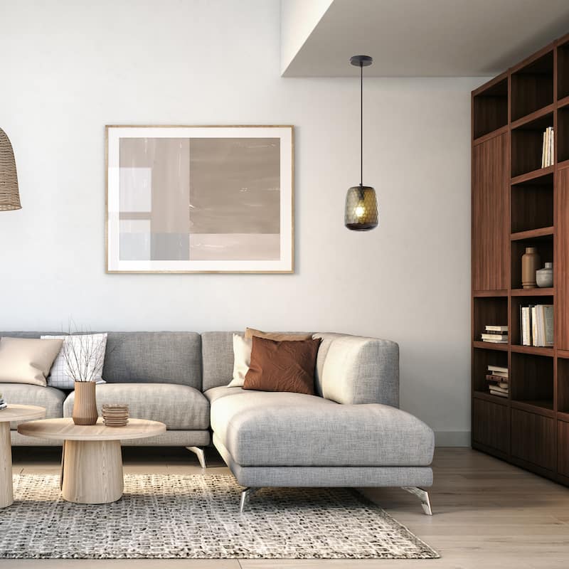 Beverly River of Goods Black Metal and Hand-Blown Glass Globe 7-Inch Pendant Light with Adjustable Hanging Cord - 7" x 7" x 64"