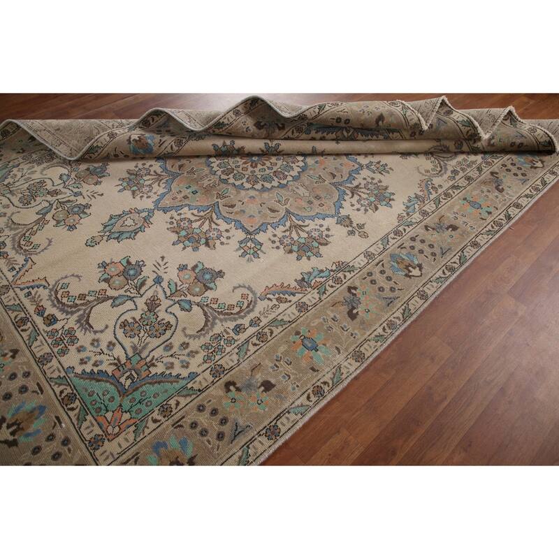 Traditional Tabriz Persian Vintage Area Rug Hand-knotted Wool Carpet - 6'6" x 9'8"