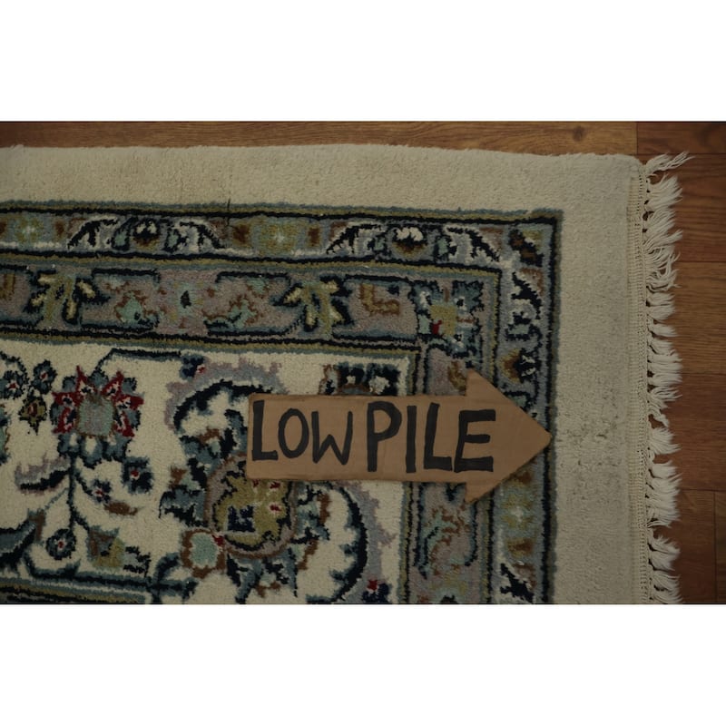 Hand Knotted Oriental 100% Wool Carpet Traditional Floral Beige & Ivories Kashan Area Rug - 11' 10'' X 9' 1''