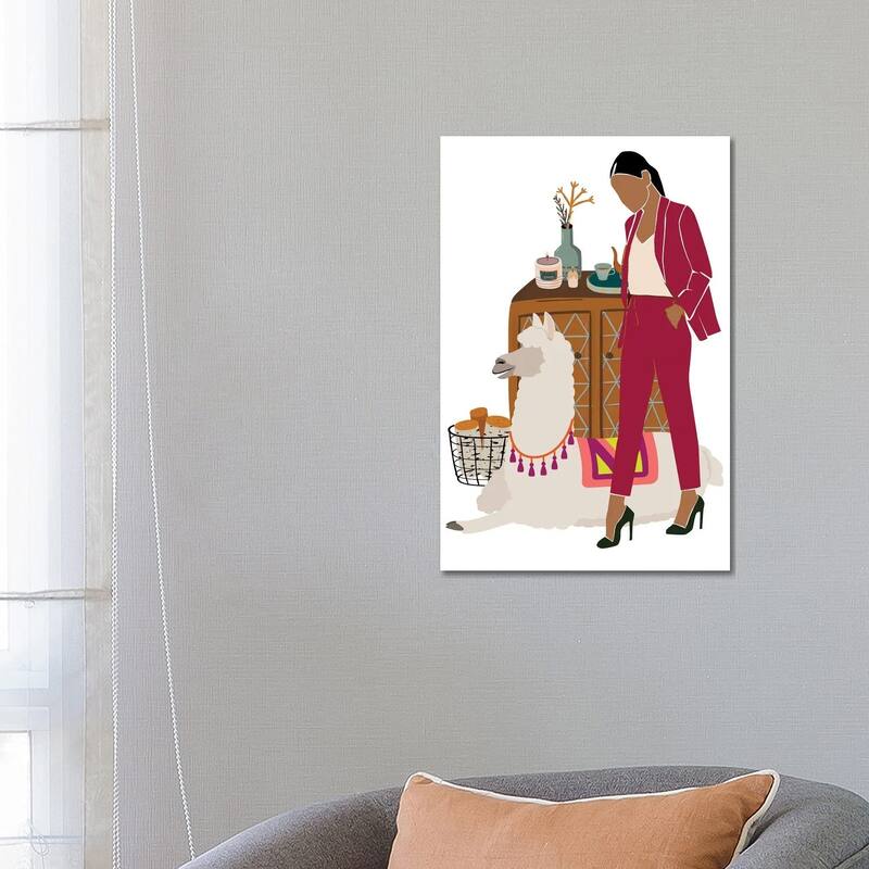 iCanvas "Christmas With Llama" by Jania Sharipzhanova Canvas Print - 26x18x1.5