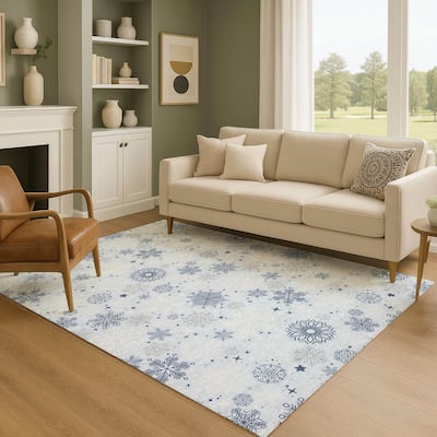 Premium Washable Super Soft Winter Snowflake Mayfield Rug