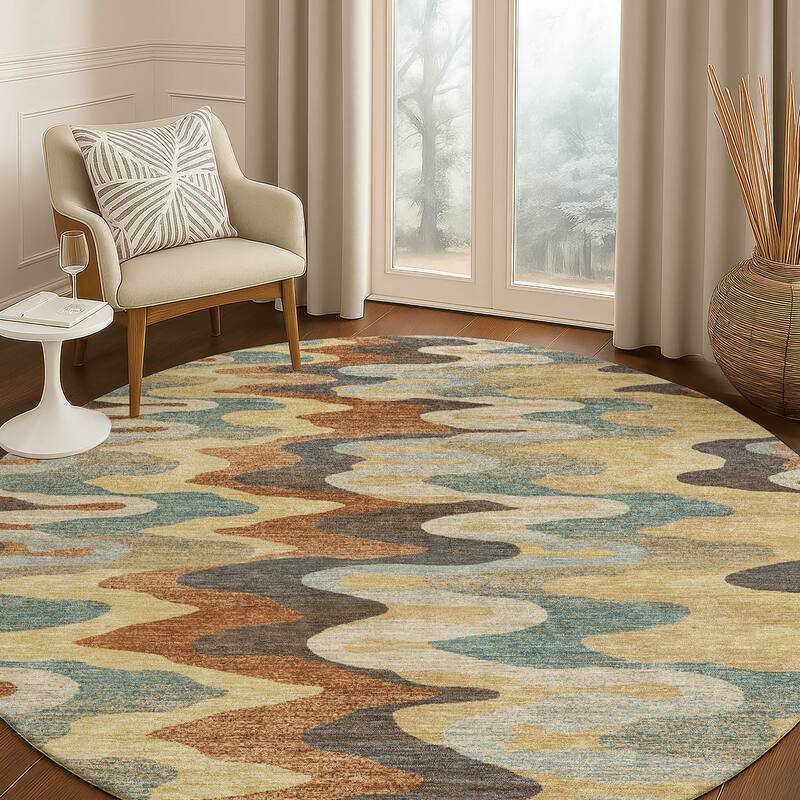 Machine Washable Indoor/ Outdoor Modern Mason Chantille Rug
