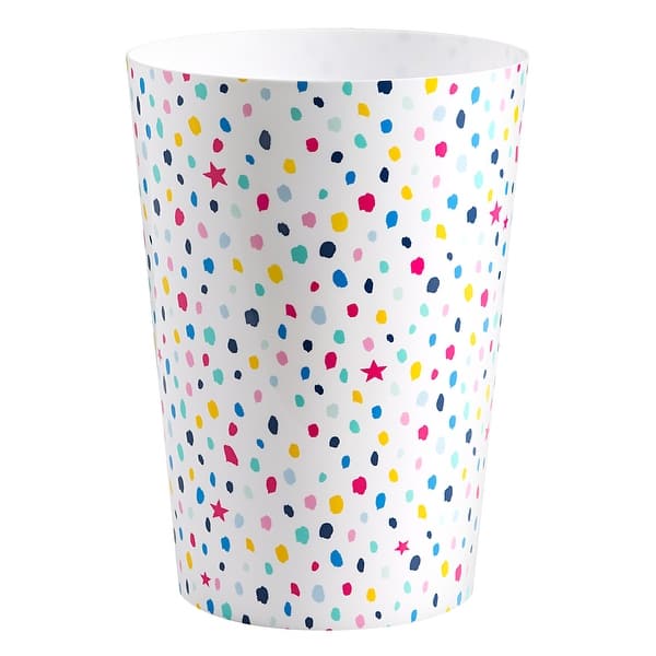 slide 2 of 3, Multi Confetti Dot Wastebasket - multi on blue/white
