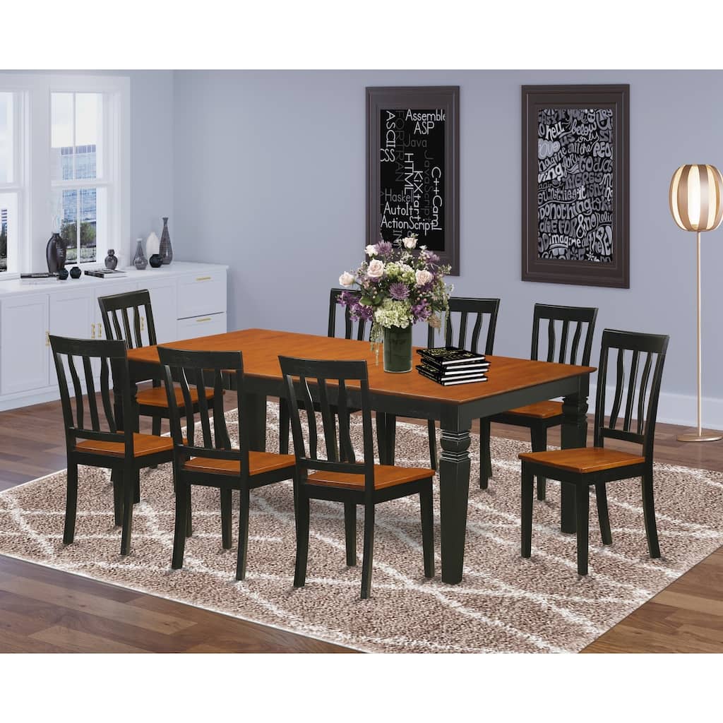 Antique Dining Table Set - Kitchen Table with 8 Chairs - Modern Farmhouse Style