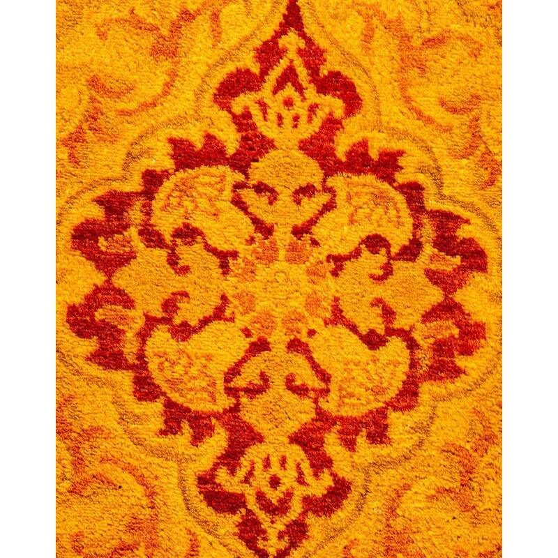 Overton Hand Knotted Wool Vintage Inspired Modern Contemporary Overdyed Gold Runner Rug - 2' 6" x 9' 4"