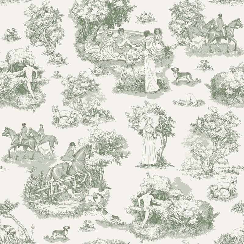 Rachel Antonoff Green The Chase Peel Stick Wallpaper