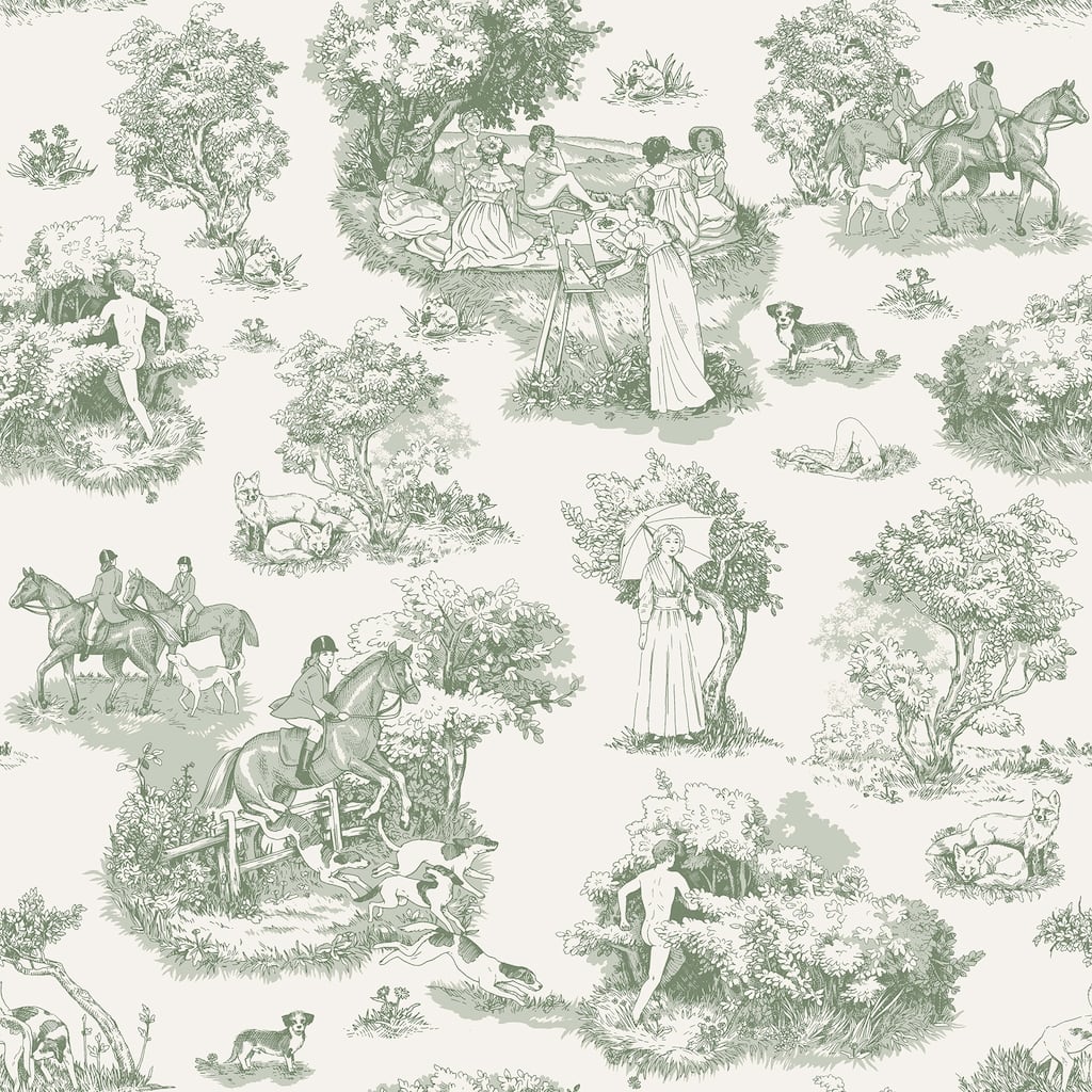 Rachel Antonoff Green The Chase Peel Stick Wallpaper