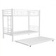 preview thumbnail 15 of 13, White Twin over Twin Size Metal Heavy-duty Bunk Bed with Noise Reduced, Safety Guardrail