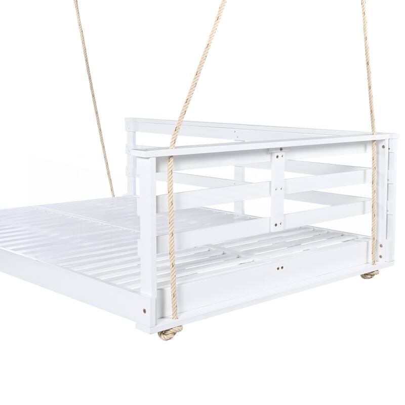 Acacia Wood Porch Swing Bed
