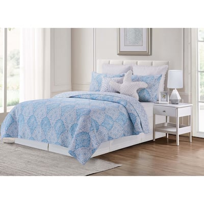 Chinoiserie Coast Cotton Reversible Machine Washable Quilt Set
