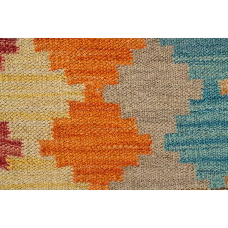 Hand Woven Oriental 100% Wool Carpet Southwestern Modern Multi-Colored Kilim Area Rug - 8' 3'' X 5' 1''