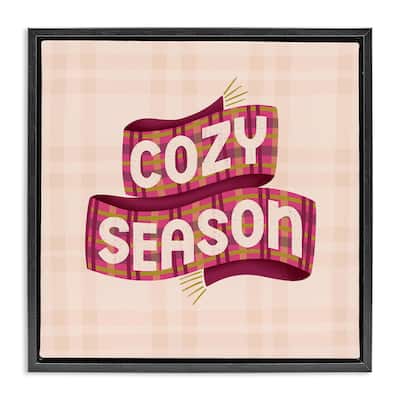 Stupell Cozy Season Scarf on Plaid Framed Floater Canvas Wall Art Design By Sarah Hickman