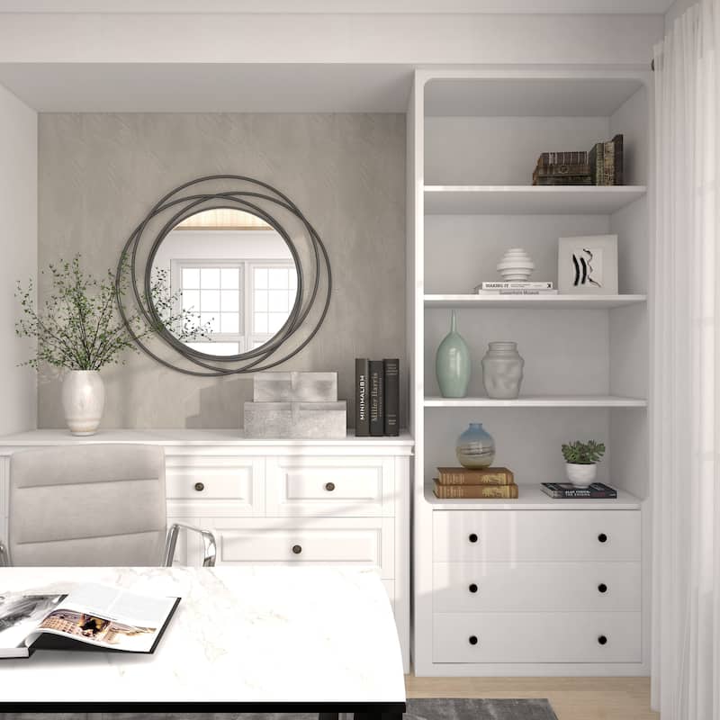 Stylish Metal Wall Mirror with Overlapping Circles and Foiled Finish - Gold or Gray