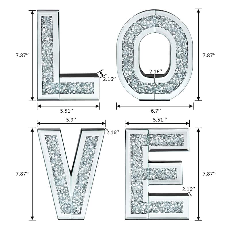 4 Piece Handmade Mirror Letters Wall Décor Set