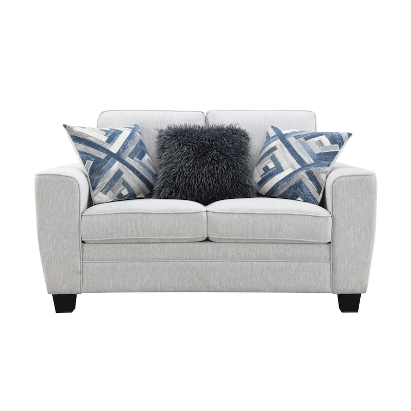 Furniture of America Maevy 2-Piece Taupe Chenille Sofa Set with Accent Pillows