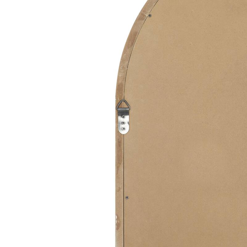 Wood Window Pane Inspired 2 Door Room Wall Mirror with Arched Top and Distressing - White - Roche River Decor