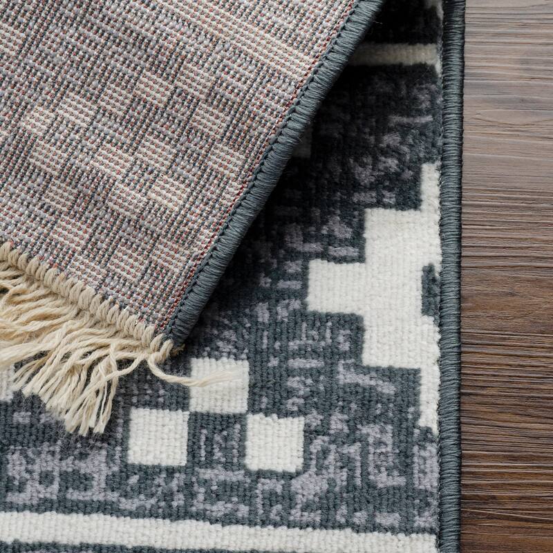 Superior Genaine Contemporary Geometric Fringe Indoor Runner or Area Rug