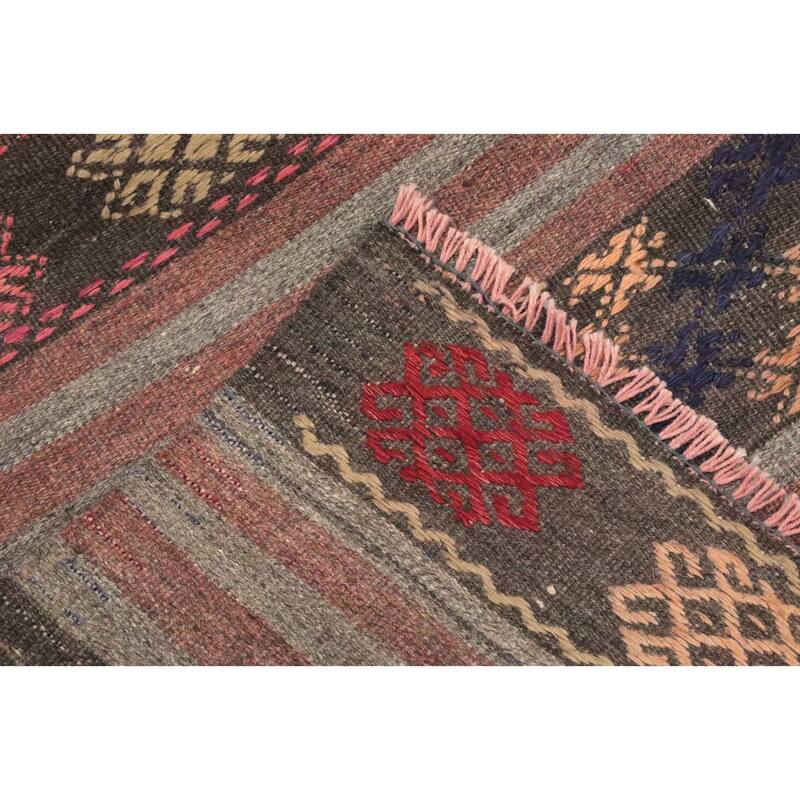 Hand Woven Oriental 100% Wool Carpet Southwestern Tribal Multi-Colored Kilim Area Rug - 11' 5'' X 6' 6''