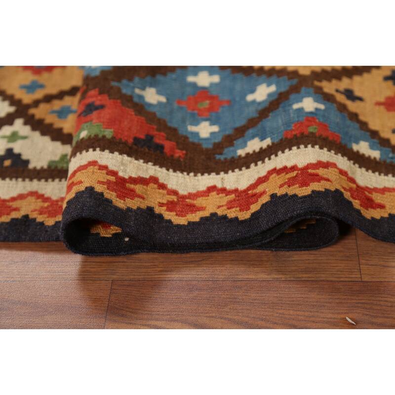 Vegetable Dye Kilim Qashqai Persian Rug Hand-Knotted Wool Carpet - 3'5"x 4'8"